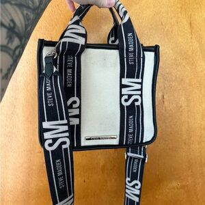 Steve Madden Black and Cream Tote Bag